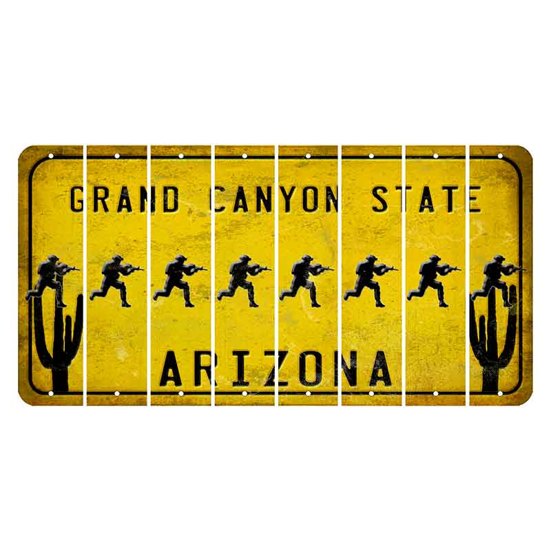 Arizona Yellow Cut License Plate Strips (Set of 8)