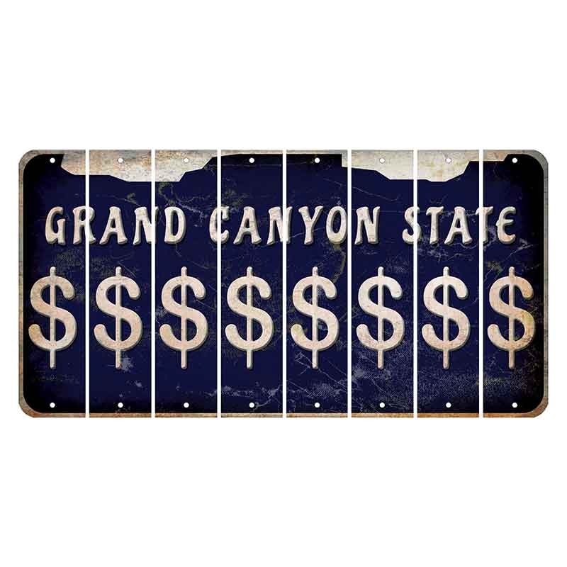 Arizona Navy Cut License Plate Strips (Set of 8) Dollar Sign