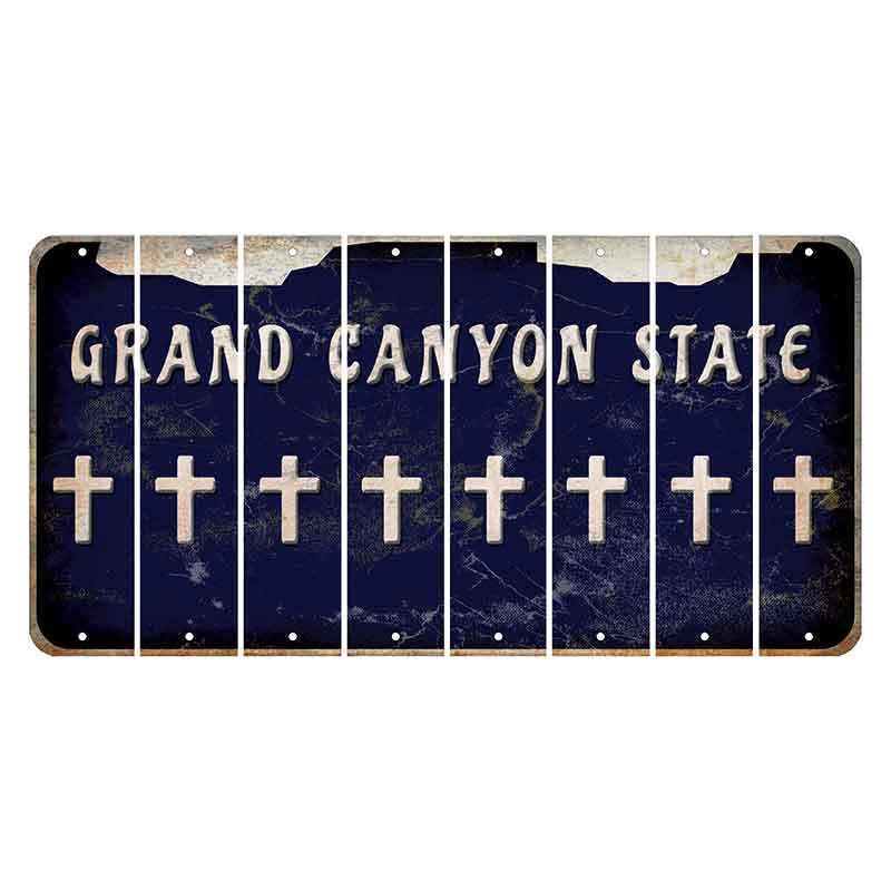 Arizona Navy Cut License Plate Strips (Set of 8) Cross