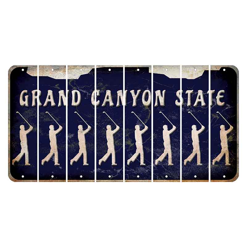 Arizona Navy Cut License Plate Strips (Set of 8) Male Golfer