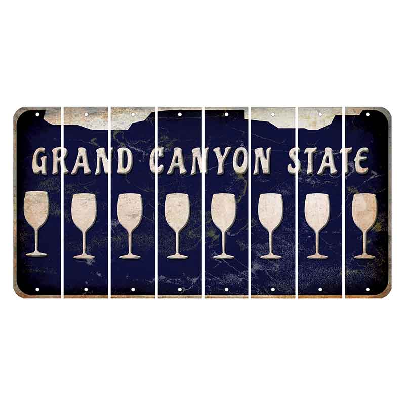 Arizona Navy Cut License Plate Strips (Set of 8) Wine Glass