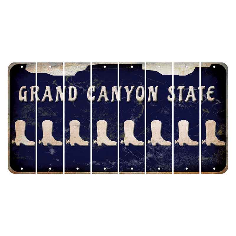 Arizona Navy Cut License Plate Strips (Set of 8) Cowboy Boot