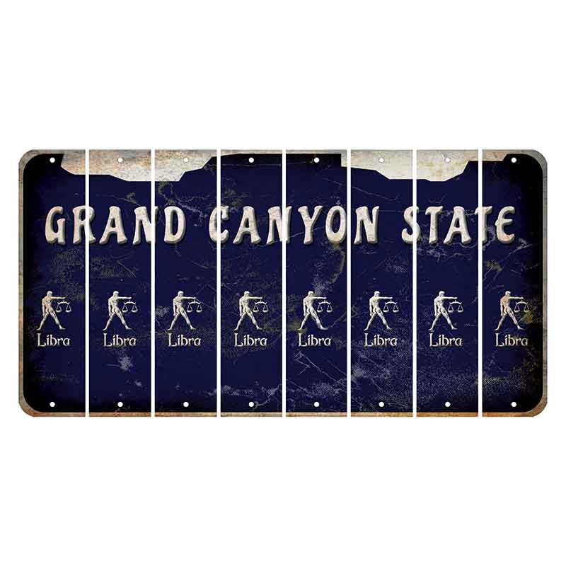 Arizona Navy Cut License Plate Strips (Set of 8) Zodiac Sign - Libra