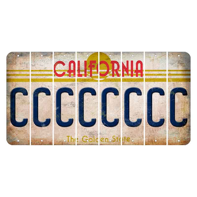 California The Golden State Cut License Plate Strips (Set of 8)