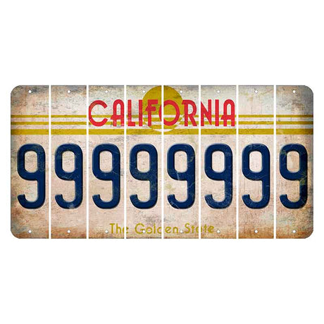 California The Golden State Cut License Plate Strips (Set of 8)