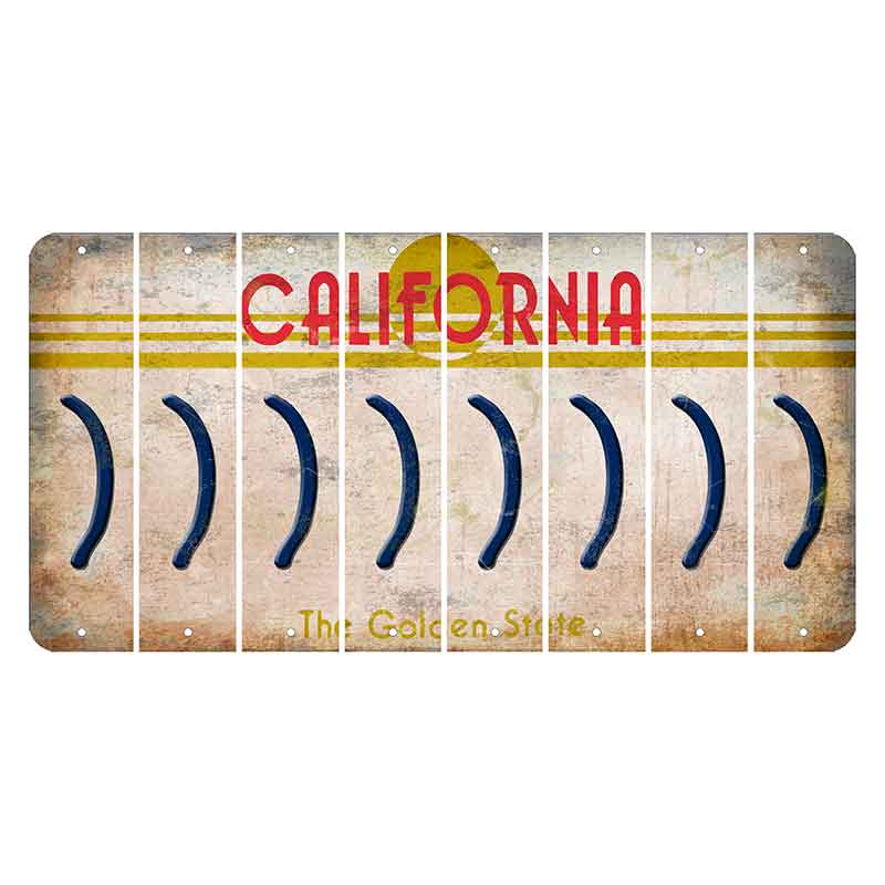 California The Golden State Cut License Plate Strips (Set of 8)