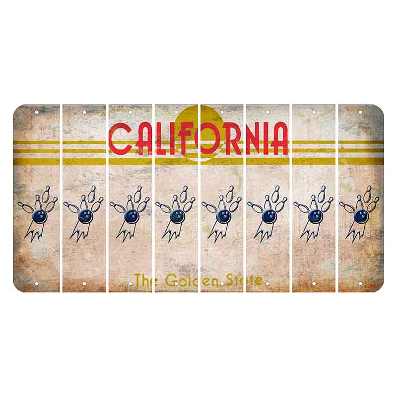California The Golden State Cut License Plate Strips (Set of 8) Bowling