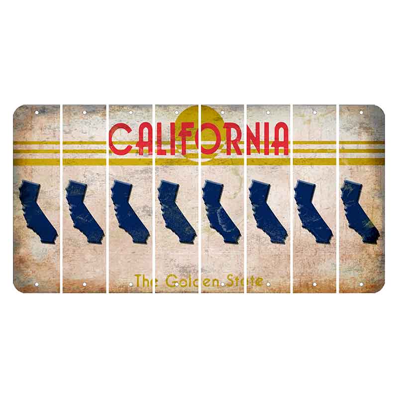 California The Golden State Cut License Plate Strips (Set of 8)