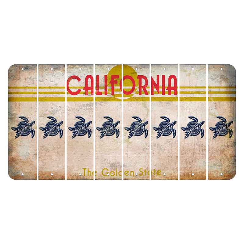 California The Golden State Cut License Plate Strips (Set of 8) Sea Turtle