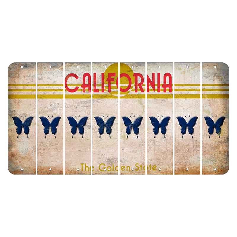 California The Golden State Cut License Plate Strips (Set of 8) Butterfly