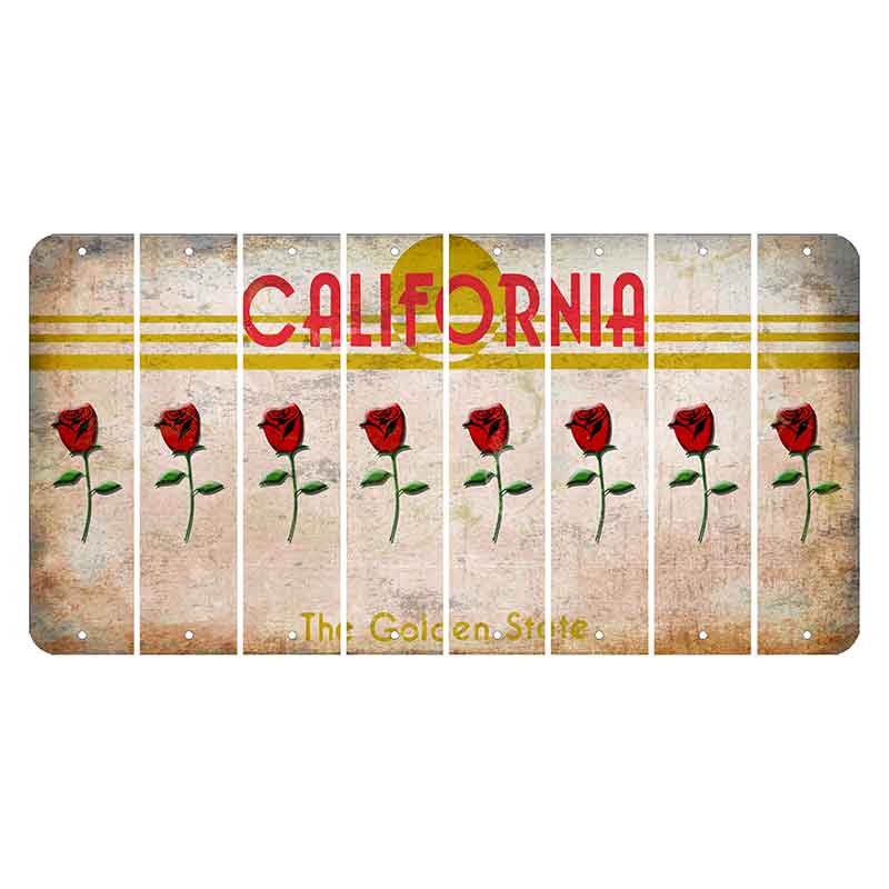 California The Golden State Cut License Plate Strips (Set of 8)