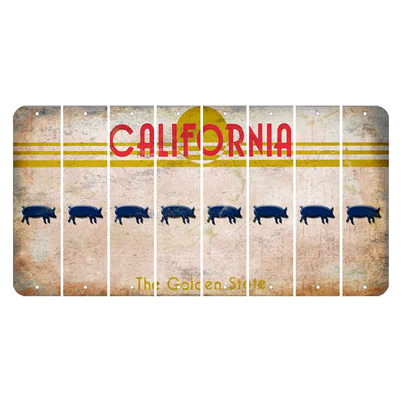 California The Golden State Cut License Plate Strips (Set of 8)