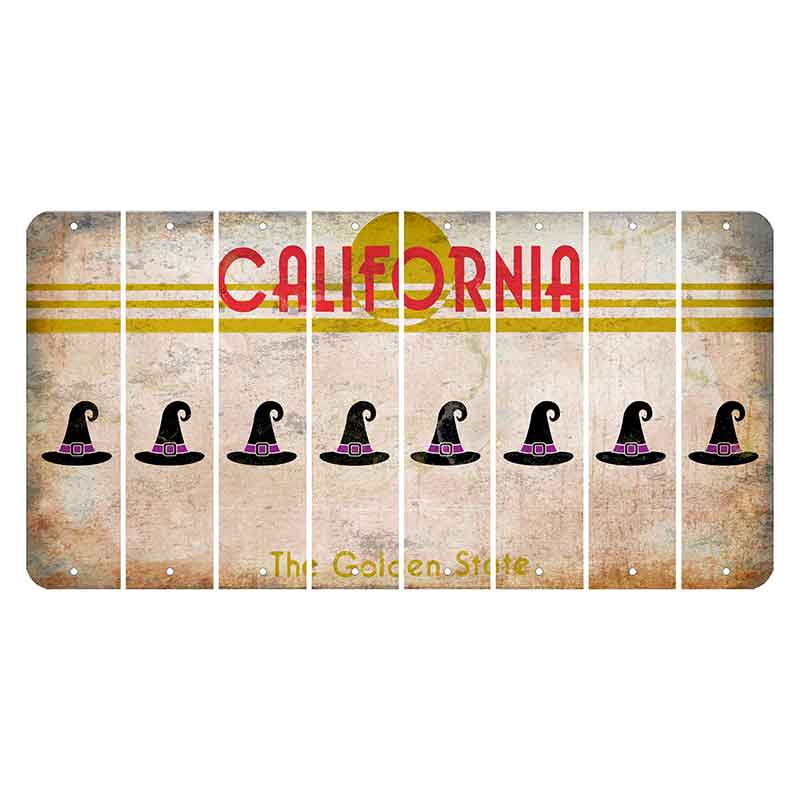 California The Golden State Cut License Plate Strips (Set of 8) Witches Hat
