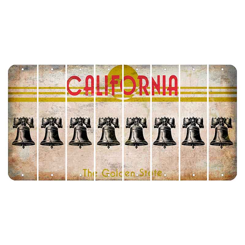 California The Golden State Cut License Plate Strips (Set of 8) Liberty Bell