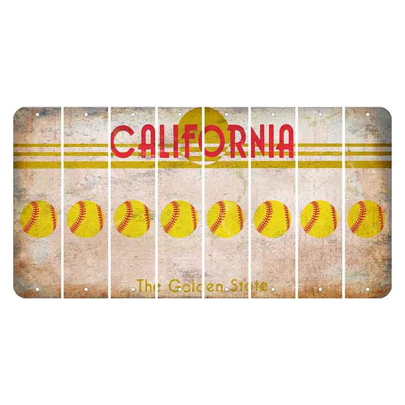 California The Golden State Cut License Plate Strips (Set of 8) Softball