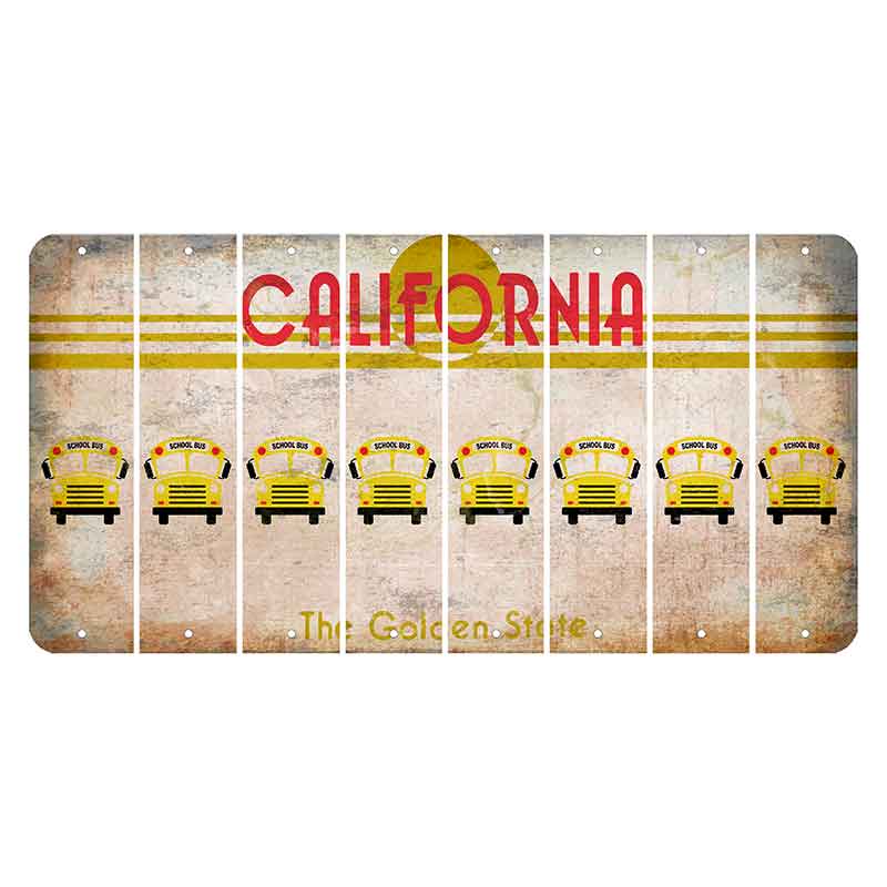 California The Golden State Cut License Plate Strips (Set of 8) School Bus