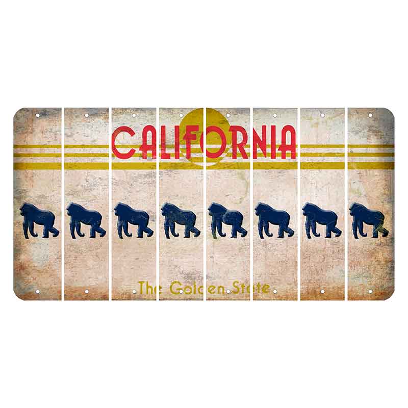 California The Golden State Cut License Plate Strips (Set of 8) Gorilla