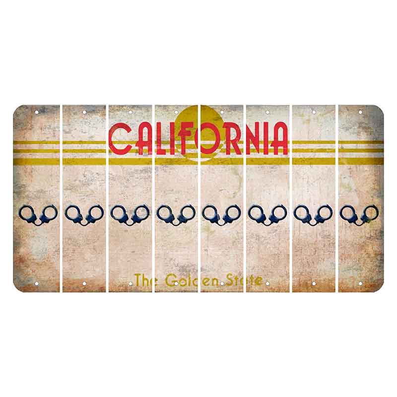 California The Golden State Cut License Plate Strips (Set of 8) Handcuffs