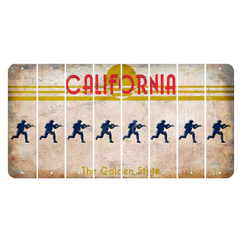 California The Golden State Cut License Plate Strips (Set of 8) Soldier - Running