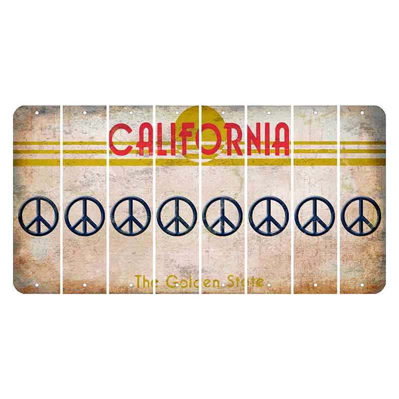 California The Golden State Cut License Plate Strips (Set of 8) Peace Sign