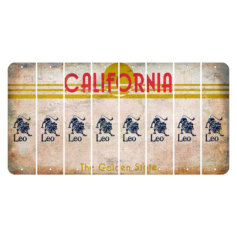 California The Golden State Cut License Plate Strips (Set of 8) Zodiac Sign - Leo