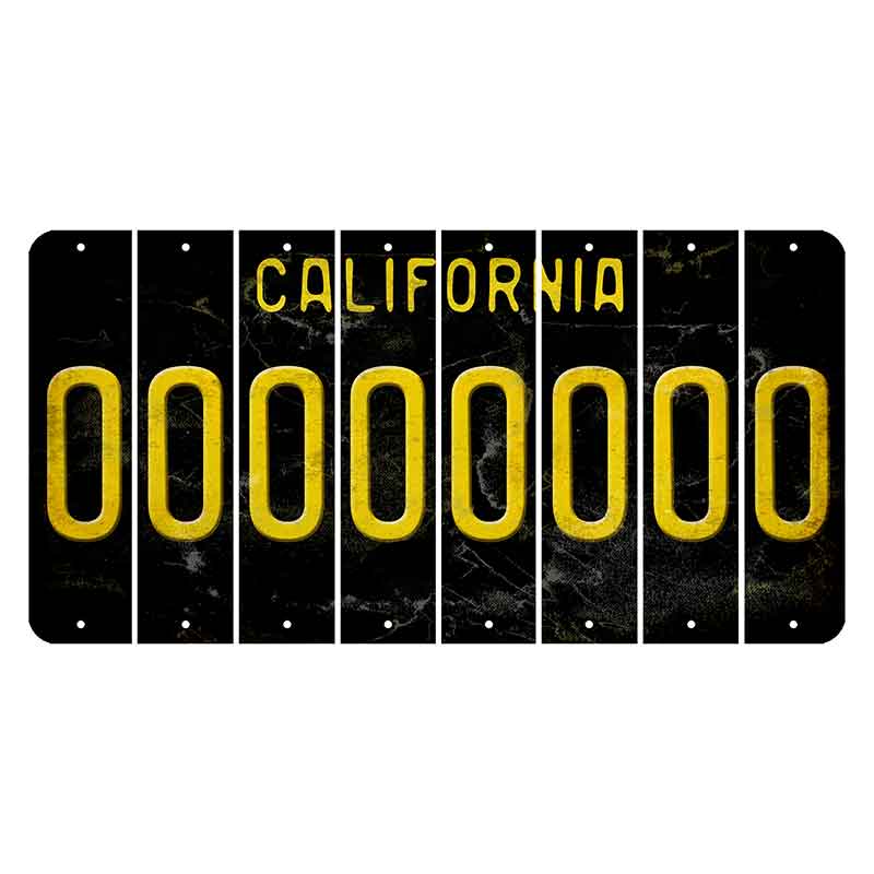 California Black Cut License Plate Strips (Set of 8)