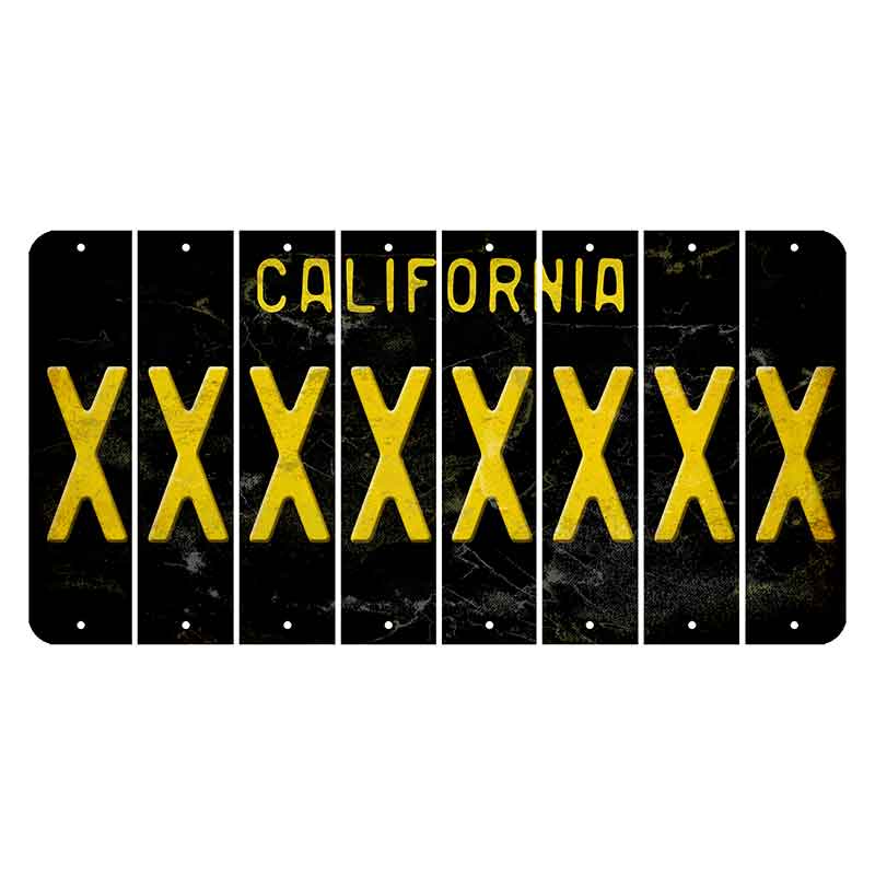 California Black Cut License Plate Strips (Set of 8)