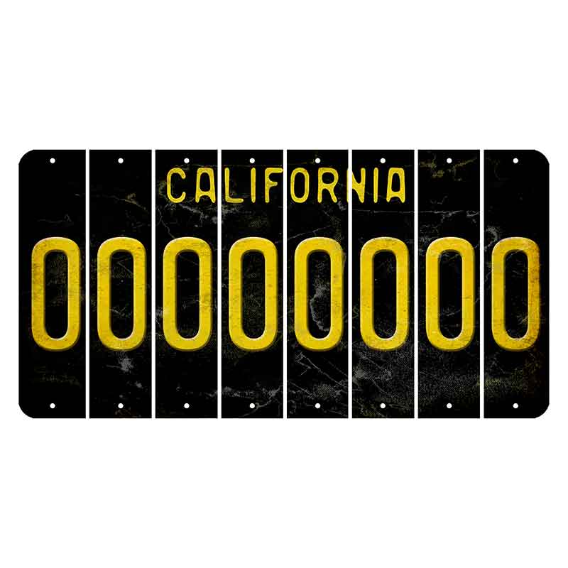 California Black Cut License Plate Strips (Set of 8)