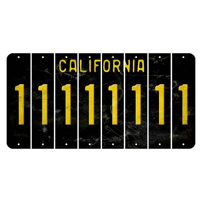 California Black Cut License Plate Strips (Set of 8)