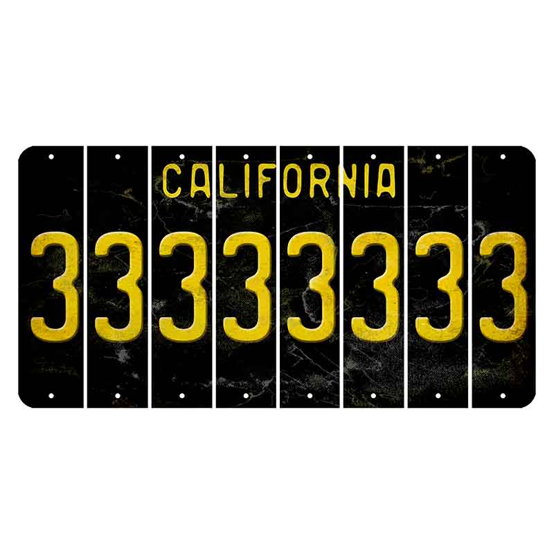 California Black Cut License Plate Strips (Set of 8)