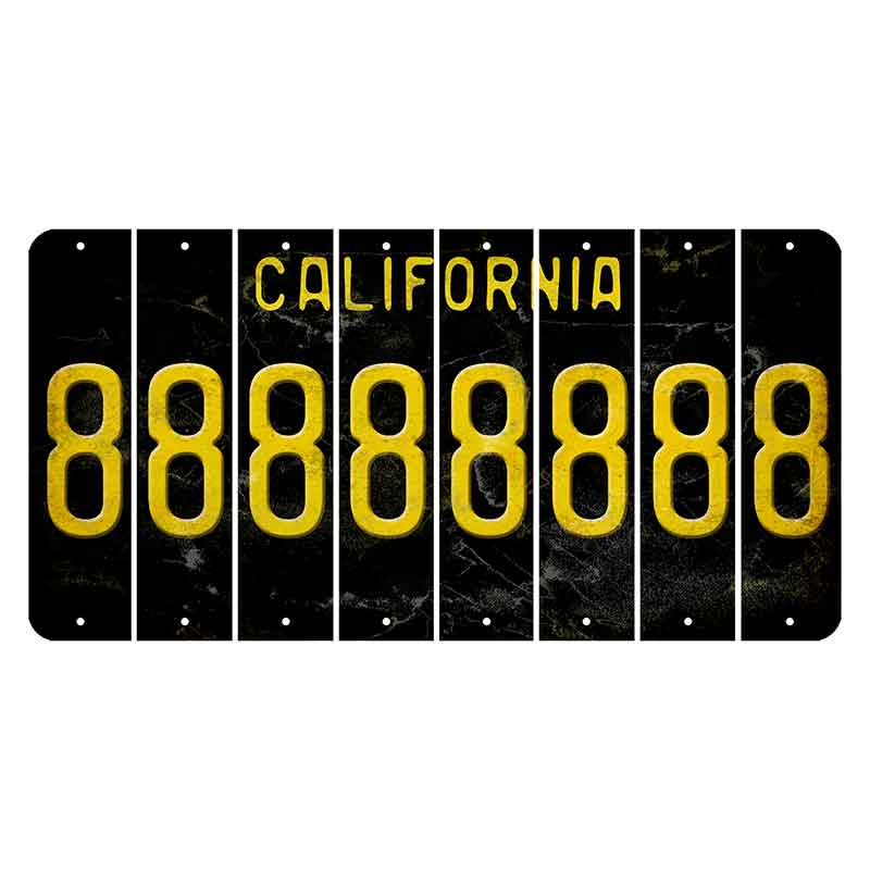 California Black Cut License Plate Strips (Set of 8)