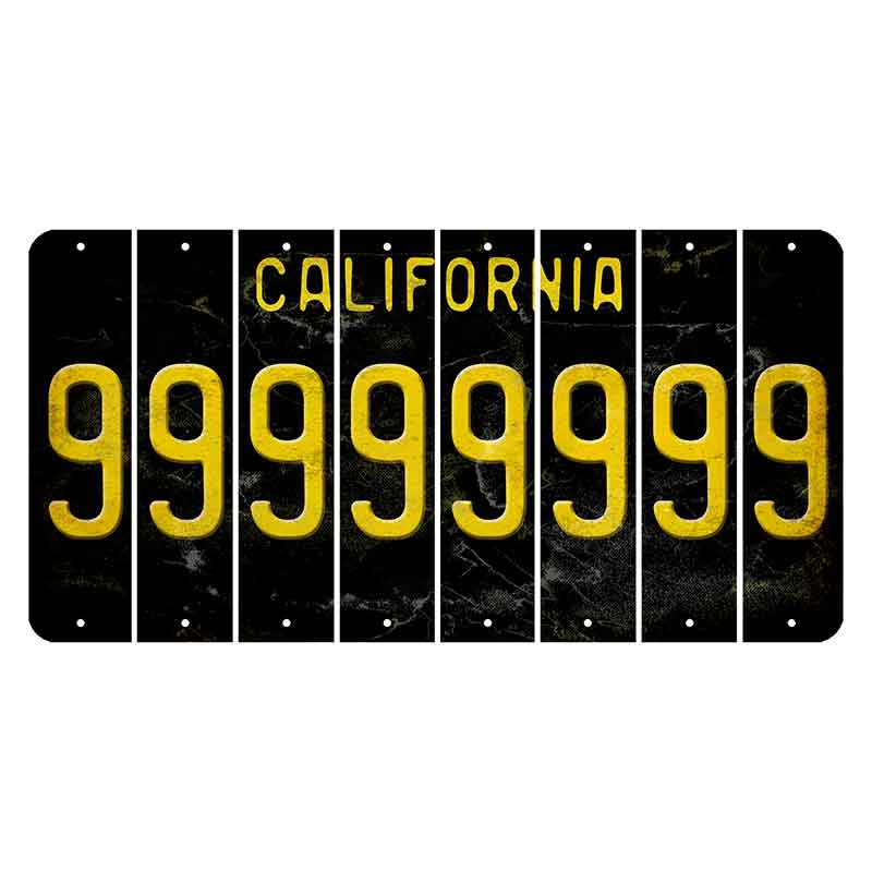 California Black Cut License Plate Strips (Set of 8)