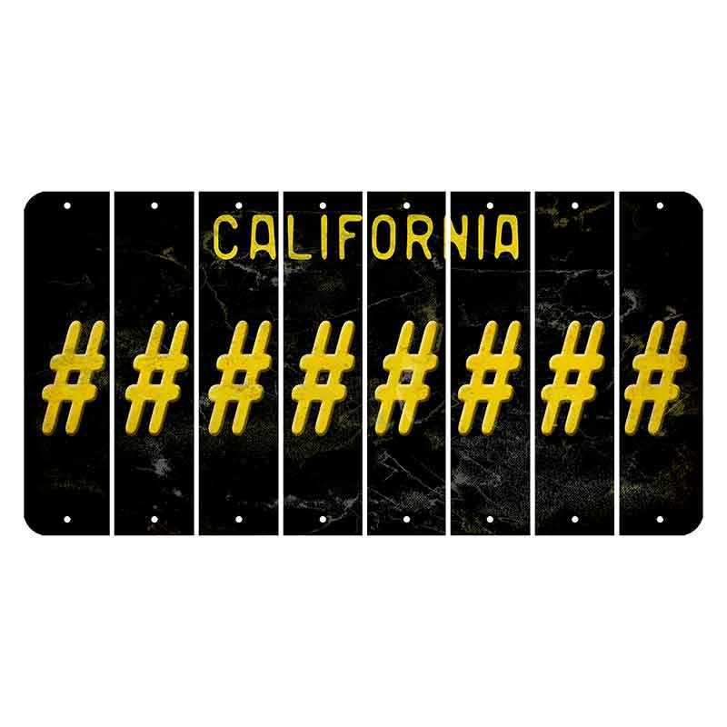 California Black Cut License Plate Strips (Set of 8)