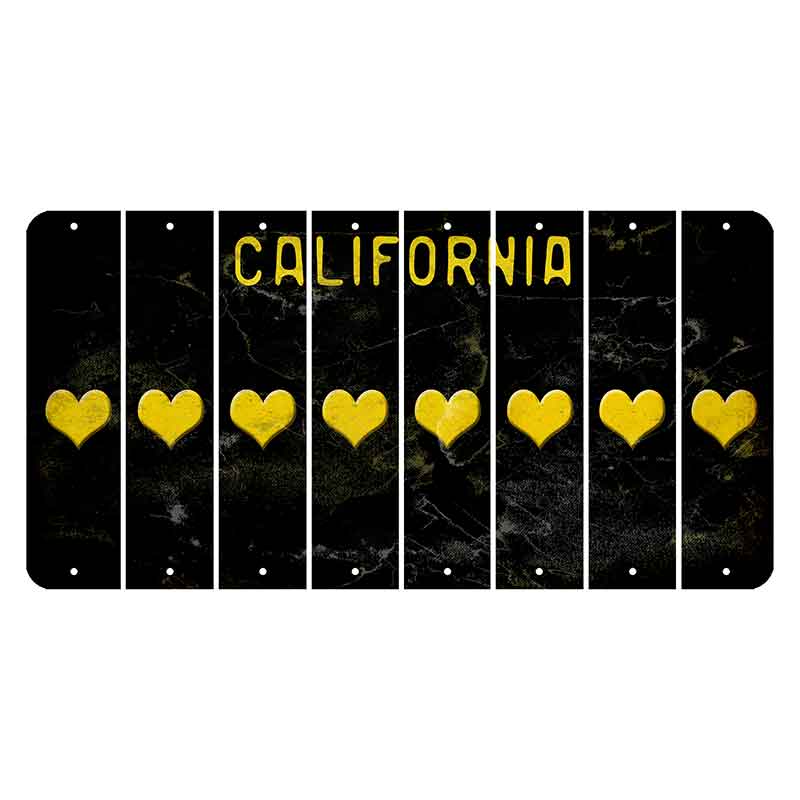 California Black Cut License Plate Strips (Set of 8) Heart