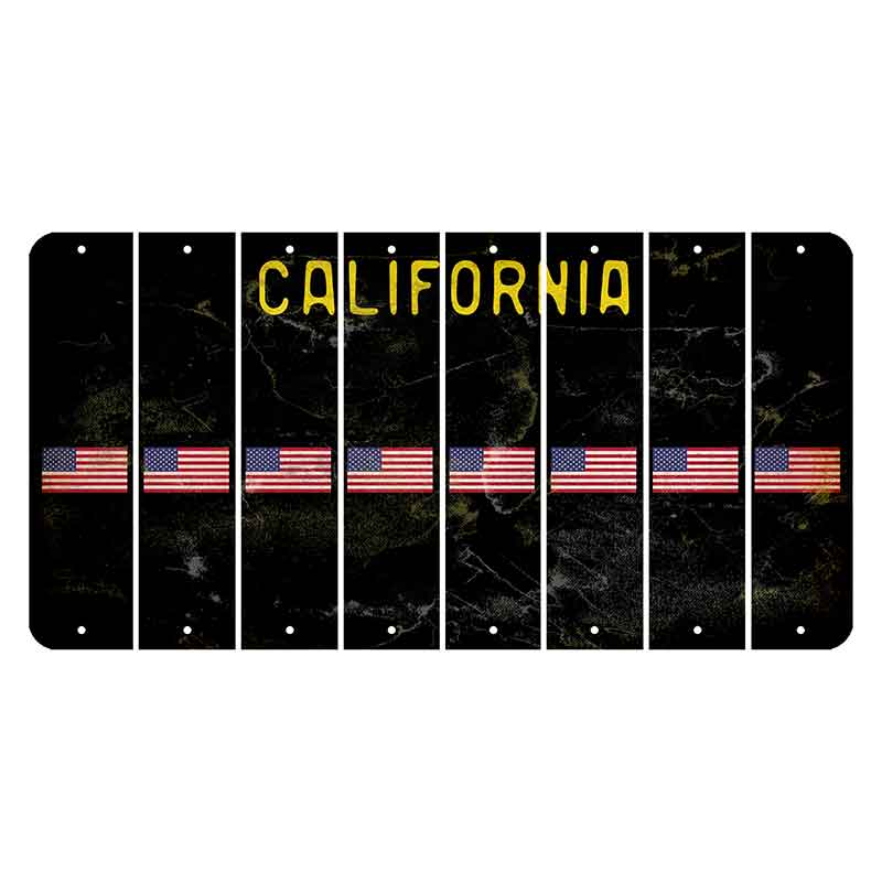 California Black Cut License Plate Strips (Set of 8)