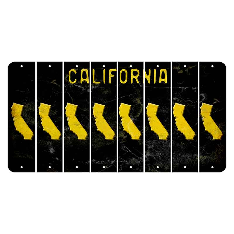 California Black Cut License Plate Strips (Set of 8)