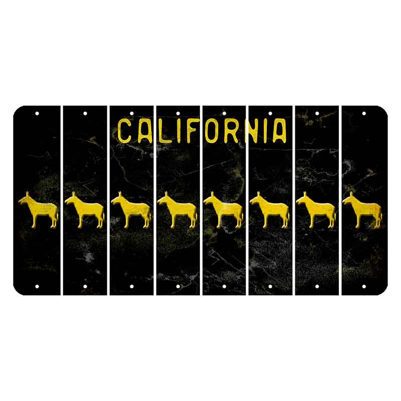 California Black Cut License Plate Strips (Set of 8) Donkey