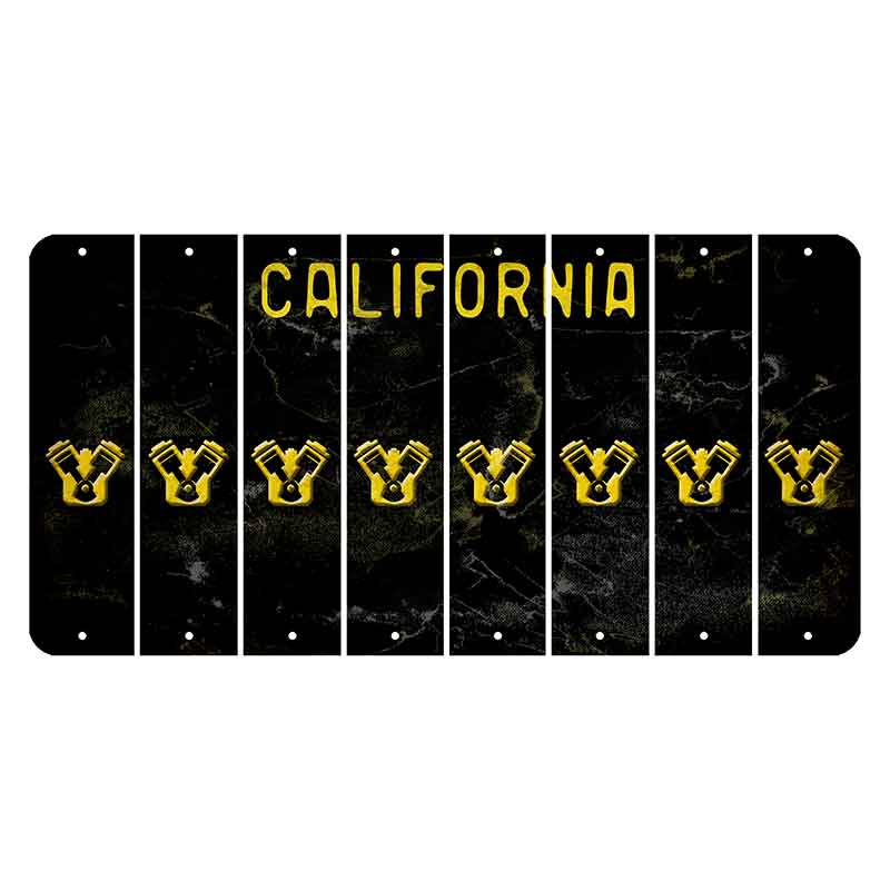 California Black Cut License Plate Strips (Set of 8) Engine