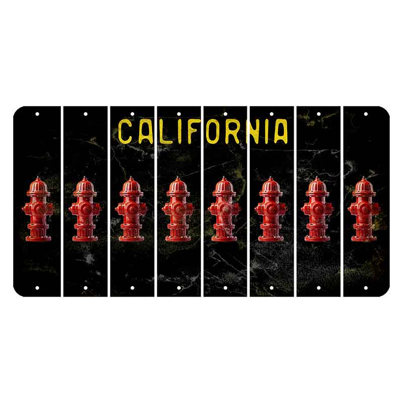 California Black Cut License Plate Strips (Set of 8) Fire Hydrant