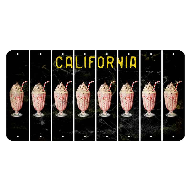 California Black Cut License Plate Strips (Set of 8)