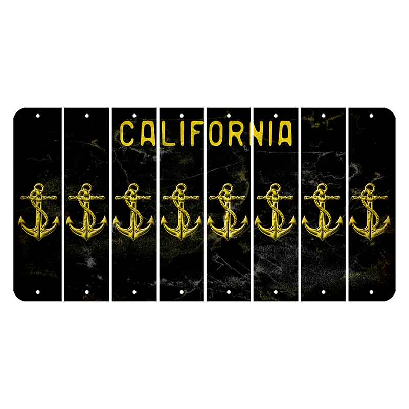 California Black Cut License Plate Strips (Set of 8) Boat Anchor