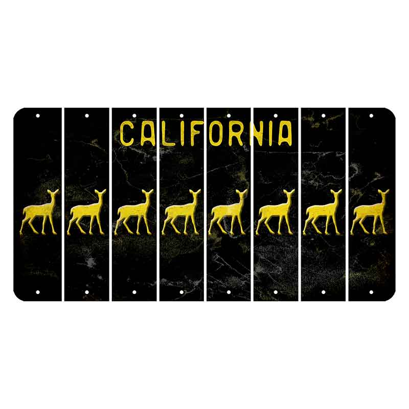 California Black Cut License Plate Strips (Set of 8) Doe