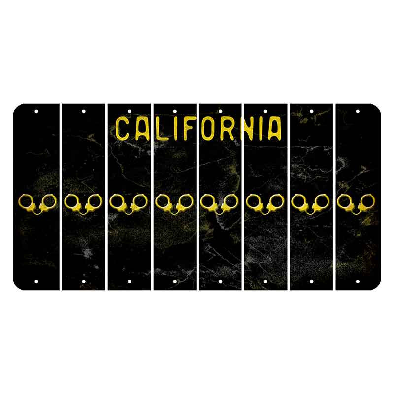 California Black Cut License Plate Strips (Set of 8) Handcuffs