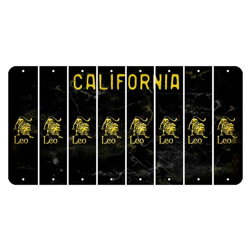 California Black Cut License Plate Strips (Set of 8) Zodiac Sign - Gemini
