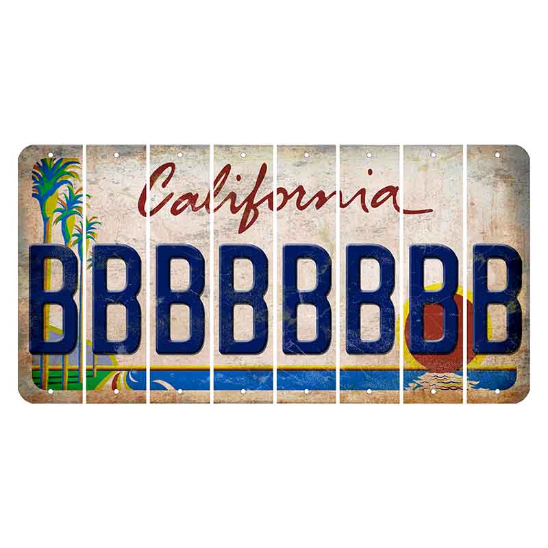 California Coastline Cut License Plate Strips (Set of 8)