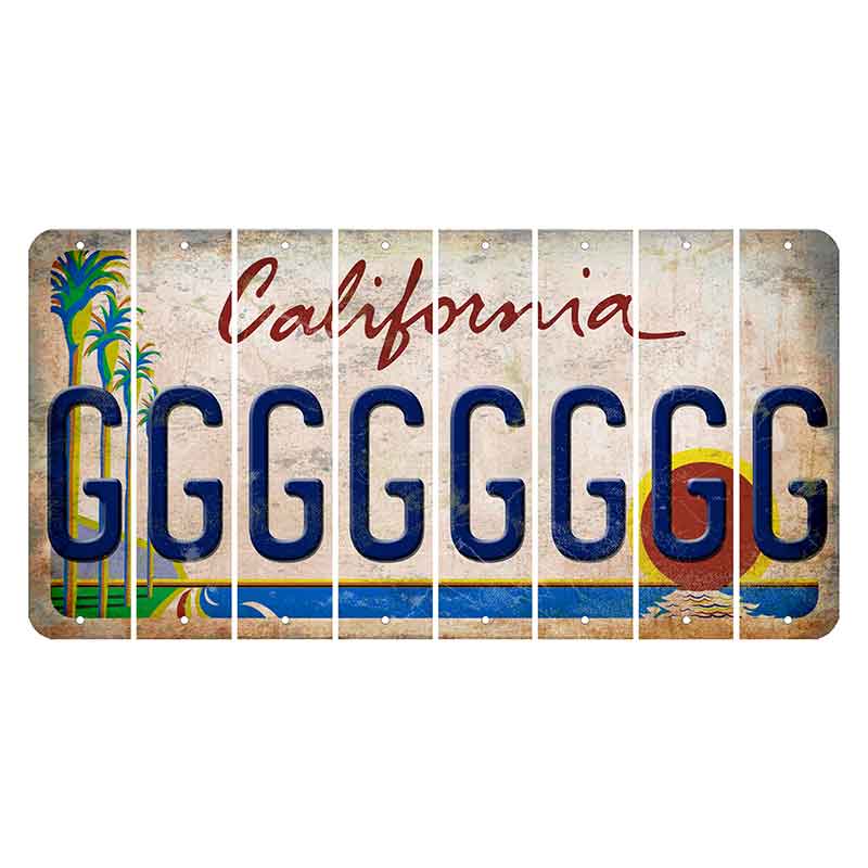 California Coastline Cut License Plate Strips (Set of 8)