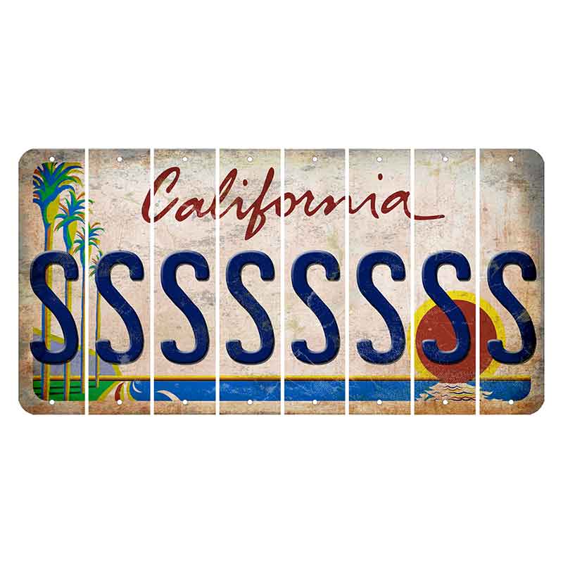 California Coastline Cut License Plate Strips (Set of 8)