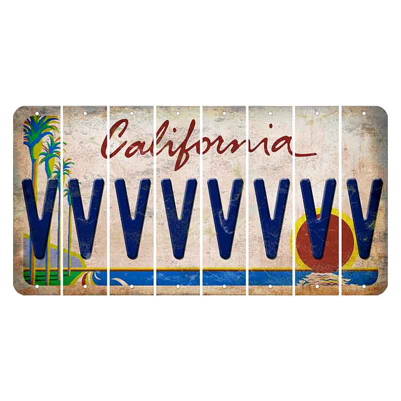 California Coastline Cut License Plate Strips (Set of 8)