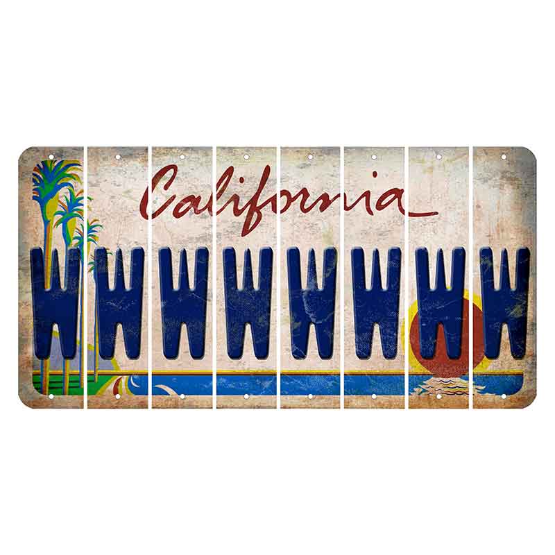 California Coastline Cut License Plate Strips (Set of 8)