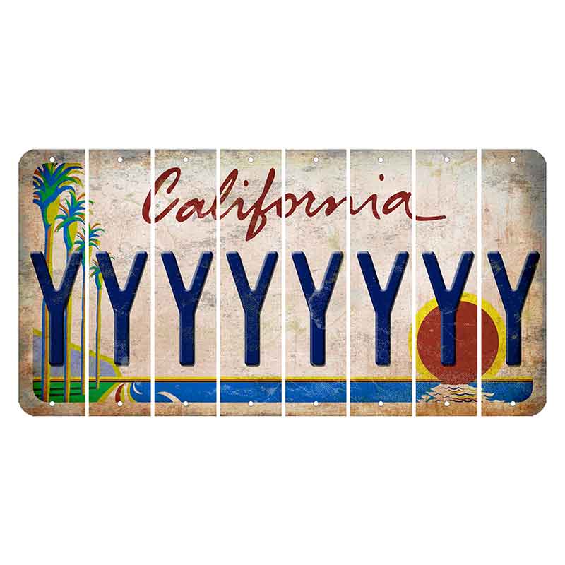 California Coastline Cut License Plate Strips (Set of 8) Y